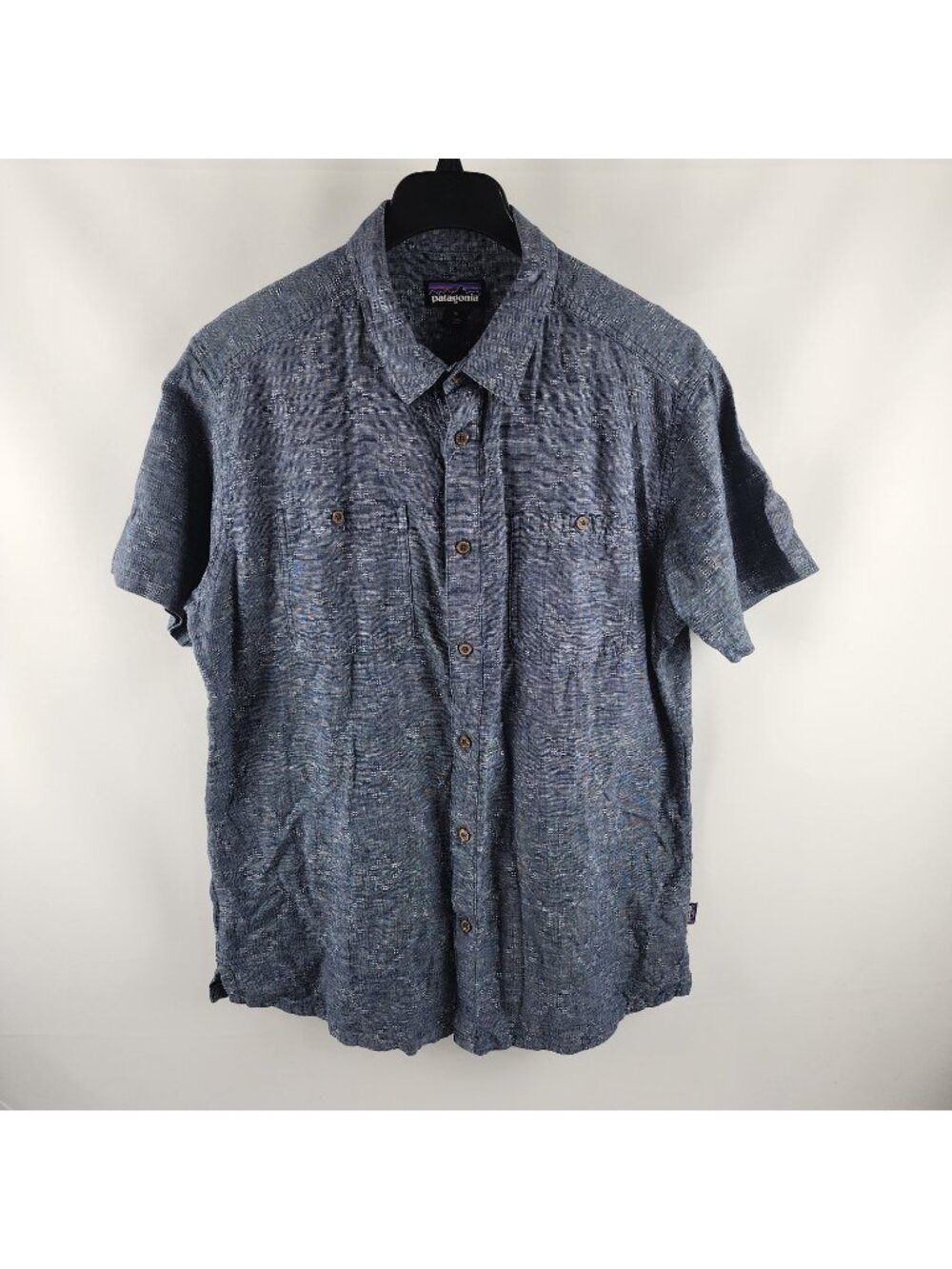 Patagonia Shirt Mens XL Blue Geometric Back Step S/S Hemp Button Up STY53139